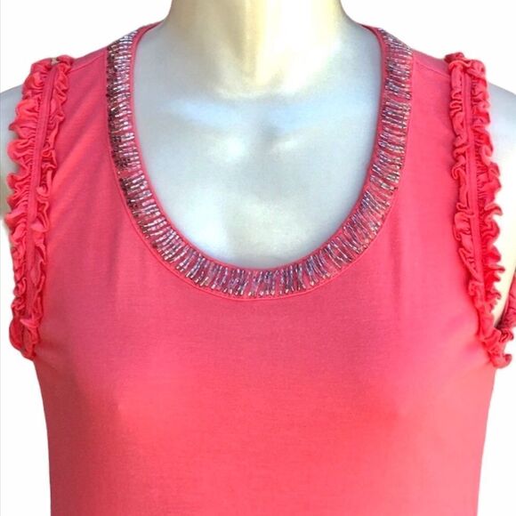 ByArtisan Frilly Bead Ruched Ruffle Sleeveless Top - Picture 3 of 11